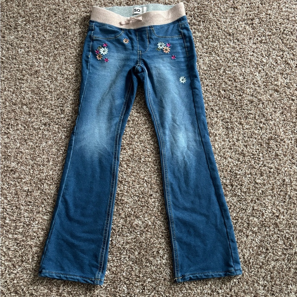 70s Style Embroidered Girl's Jeans